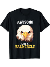 Bald Eagles Awesome like a Bald Eagle T-Shirt 180G 100% Cotton Printed Round Neck Short-Sleeve T-Shirt, Gifts for Men Dad Husband Grandpa, S-XXXL, Black