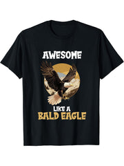 Bald Eagles Awesome like a Bald Eagle T-Shirt 180G 100% Cotton Printed Round Neck Short-Sleeve T-Shirt, Gifts for Men Dad Husband Grandpa, S-XXXL, Black