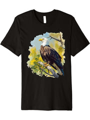 Bald Eagles Bald Eagle Premium T-Shirt 180G 100% Cotton Printed Round Neck Short-Sleeve T-Shirt, Gifts for Men Dad Husband Grandpa, S-XXXL, Black