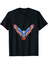 American Bald Eagle American 4th of July Patriotic T-Shirt 180G 100% Cotton Printed Round Neck Short-Sleeve T-Shirt, Gifts for Men Dad Husband Grandpa, S-XXXL, Black