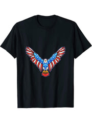 American Bald Eagle American 4th of July Patriotic T-Shirt 180G 100% Cotton Printed Round Neck Short-Sleeve T-Shirt, Gifts for Men Dad Husband Grandpa, S-XXXL, Black