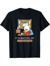It's A Beautiful Day To Stay Indoors Nerd Book Bald Eagle T-Shirt 180G 100% Cotton Printed Round Neck Short-Sleeve T-Shirt, Gifts for Men Dad Husband Grandpa, S-XXXL, Black