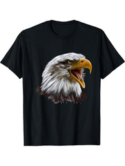 Bald Eagles Cool Design with a Bald Eagle T-Shirt 180G 100% Cotton Printed Round Neck Short-Sleeve T-Shirt, Gifts for Men Dad Husband Grandpa, S-XXXL, Black