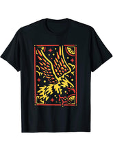 Flying Bald Eagle Mountain Sky Silhouette T-Shirt 180G 100% Cotton Printed Round Neck Short-Sleeve T-Shirt, Gifts for Men Dad Husband Grandpa, S-XXXL, Black