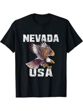 Retro Distressed Nevada USA Bald Eagle Gift T-Shirt 180G 100% Cotton Printed Round Neck Short-Sleeve T-Shirt, Gifts for Men Dad Husband Grandpa, S-XXXL, Black