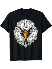 Eagle Head Graphic Intricate Bald Eagle Design T-Shirt 180G 100% Cotton Printed Round Neck Short-Sleeve T-Shirt, Gifts for Men Dad Husband Grandpa, S-XXXL, Black