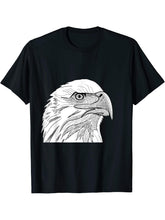 Bald Eagle Artwork T-Shirt 180G 100% Cotton Printed Round Neck Short-Sleeve T-Shirt, Gifts for Men Dad Husband Grandpa, S-XXXL, Black