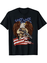 Military Veteran American Bald Eagle Apparel For Men T-Shirt 180G 100% Cotton Printed Round Neck Short-Sleeve T-Shirt, Gifts for Men Dad Husband Grandpa, S-XXXL, Black