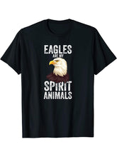 Eagles Are My Spirit Animals Bald Eagle American Patriotic T-Shirt 180G 100% Cotton Printed Round Neck Short-Sleeve T-Shirt, Gifts for Men Dad Husband Grandpa, S-XXXL, Black