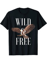 Wild and Free Bald Eagle Lover Attitude Southern Sacred T-Shirt 180G 100% Cotton Printed Round Neck Short-Sleeve T-Shirt, Gifts for Men Dad Husband Grandpa, S-XXXL, Black