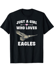 Bald Eagle Lover Gift for Women and Girls T-Shirt 180G 100% Cotton Printed Round Neck Short-Sleeve T-Shirt, Gifts for Men Dad Husband Grandpa, S-XXXL, Black