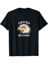 United We Stand Bald Eagle American Patriotic T-Shirt 180G 100% Cotton Printed Round Neck Short-Sleeve T-Shirt, Gifts for Men Dad Husband Grandpa, S-XXXL, Black