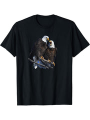 American Bald Eagles T-Shirt 180G 100% Cotton Printed Round Neck Short-Sleeve T-Shirt, Gifts for Men Dad Husband Grandpa, S-XXXL, Black