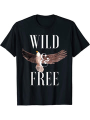 Wild Free Bald Eagle Lover Attitude Southern Sacred Bird T-Shirt 180G 100% Cotton Printed Round Neck Short-Sleeve T-Shirt, Gifts for Men Dad Husband Grandpa, S-XXXL, Black