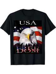 Free American Day bald Eagle T-Shirt 180G 100% Cotton Printed Round Neck Short-Sleeve T-Shirt, Gifts for Men Dad Husband Grandpa, S-XXXL, Black