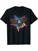Freedom US Flag United States Proud American Bald Eagle T-Shirt 180G 100% Cotton Printed Round Neck Short-Sleeve T-Shirt, Gifts for Men Dad Husband Grandpa, S-XXXL, Black