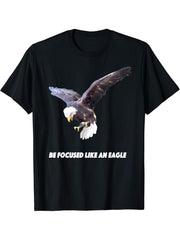 Gift Idea Bald Eagle T-Shirt 180G 100% Cotton Printed Round Neck Short-Sleeve T-Shirt, Gifts for Men Dad Husband Grandpa, S-XXXL, Black