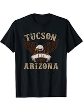 Tucson Arizona USA Bald Eagle T-Shirt 180G 100% Cotton Printed Round Neck Short-Sleeve T-Shirt, Gifts for Men Dad Husband Grandpa, S-XXXL, Black