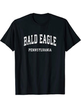 Bald Eagle Pennsylvania PA Vintage Athletic Sports Design T-Shirt 180G 100% Cotton Printed Round Neck Short-Sleeve T-Shirt, Gifts for Men Dad Husband Grandpa, S-XXXL, Black