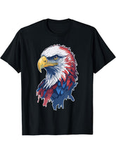 Independence Eagle Patriotic American Flag Glory Bald Eagle- T-Shirt 180G 100% Cotton Printed Round Neck Short-Sleeve T-Shirt, Gifts for Men Dad Husband Grandpa, S-XXXL, Black
