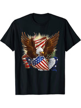 United States Army Bald Eagle and Flag T-Shirt 180G 100% Cotton Printed Round Neck Short-Sleeve T-Shirt, Gifts for Men Dad Husband Grandpa, S-XXXL, Black