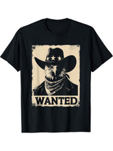 Wanted Bald Eagle - Funny Wanted Cowboy Eagle Bird Face T-Shirt 180G 100% Cotton Printed Round Neck Short-Sleeve T-Shirt, Gifts for Men Dad Husband Grandpa, S-XXXL, Black