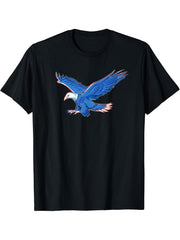 Flying Sourning Hunting American Bald Eagle Bird Gift Adults T-Shirt 180G 100% Cotton Printed Round Neck Short-Sleeve T-Shirt, Gifts for Men Dad Husband Grandpa, S-XXXL, Black
