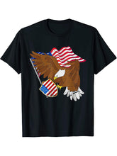 US Flag Freedom Liberty United States USA Pride Bald Eagle T-Shirt 180G 100% Cotton Printed Round Neck Short-Sleeve T-Shirt, Gifts for Men Dad Husband Grandpa, S-XXXL, Black