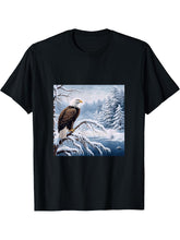 Eagle Bald Winter T-Shirt 180G 100% Cotton Printed Round Neck Short-Sleeve T-Shirt, Gifts for Men Dad Husband Grandpa, S-XXXL, Black