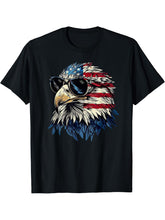 American Bald Eagle, American Flag, Cool T-Shirt 180G 100% Cotton Printed Round Neck Short-Sleeve T-Shirt, Gifts for Men Dad Husband Grandpa, S-XXXL, Black