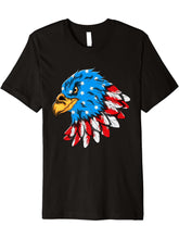Bird Type USA American Bald Eagle US Flag Eagle Premium T-Shirt 180G 100% Cotton Printed Round Neck Short-Sleeve T-Shirt, Gifts for Men Dad Husband Grandpa, S-XXXL, Black