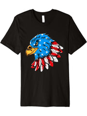 Bird Type USA American Bald Eagle US Flag Eagle Premium T-Shirt 180G 100% Cotton Printed Round Neck Short-Sleeve T-Shirt, Gifts for Men Dad Husband Grandpa, S-XXXL, Black