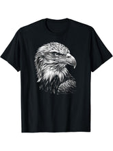 American Bald Eagle, American Flag, Cool T-Shirt 180G 100% Cotton Printed Round Neck Short-Sleeve T-Shirt, Gifts for Men Dad Husband Grandpa, S-XXXL, Black