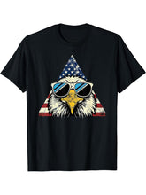 American Bald Eagle, American Flag, Cool T-Shirt 180G 100% Cotton Printed Round Neck Short-Sleeve T-Shirt, Gifts for Men Dad Husband Grandpa, S-XXXL, Black