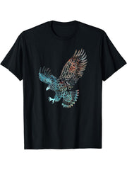 American Bald Eagle, American Flag, Cool T-Shirt 180G 100% Cotton Printed Round Neck Short-Sleeve T-Shirt, Gifts for Men Dad Husband Grandpa, S-XXXL, Black