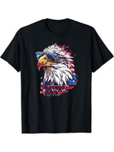 American Bald Eagle, American Flag, Cool T-Shirt 180G 100% Cotton Printed Round Neck Short-Sleeve T-Shirt, Gifts for Men Dad Husband Grandpa, S-XXXL, Black