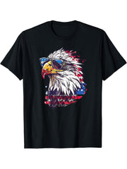 American Bald Eagle, American Flag, Cool T-Shirt 180G 100% Cotton Printed Round Neck Short-Sleeve T-Shirt, Gifts for Men Dad Husband Grandpa, S-XXXL, Black