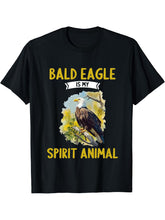 Bald Eagles Bald Eagle is my spirit animal T-Shirt 180G 100% Cotton Printed Round Neck Short-Sleeve T-Shirt, Gifts for Men Dad Husband Grandpa, S-XXXL, Black