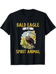 Bald Eagles Bald Eagle is my spirit animal T-Shirt 180G 100% Cotton Printed Round Neck Short-Sleeve T-Shirt, Gifts for Men Dad Husband Grandpa, S-XXXL, Black
