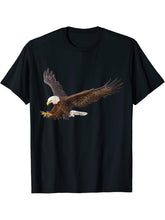 American Bald Eagle swoop T-Shirt 180G 100% Cotton Printed Round Neck Short-Sleeve T-Shirt, Gifts for Men Dad Husband Grandpa, S-XXXL, Black