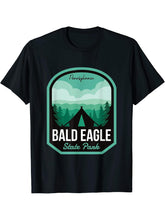 Bald Eagle State Park PA Camping T-Shirt 180G 100% Cotton Printed Round Neck Short-Sleeve T-Shirt, Gifts for Men Dad Husband Grandpa, S-XXXL, Black