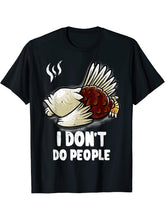 I Don't Do People Nerd Sleeping American Bald Eagle Geek T-Shirt 180G 100% Cotton Printed Round Neck Short-Sleeve T-Shirt, Gifts for Men Dad Husband Grandpa, S-XXXL, Black