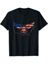 Freedom US Flag Liberty Pride Patriotic American Bald Eagle T-Shirt 180G 100% Cotton Printed Round Neck Short-Sleeve T-Shirt, Gifts for Men Dad Husband Grandpa, S-XXXL, Black