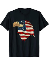 USA Flag Liberty Pride Freedom Patriot American Bald Eagle T-Shirt 180G 100% Cotton Printed Round Neck Short-Sleeve T-Shirt, Gifts for Men Dad Husband Grandpa, S-XXXL, Black