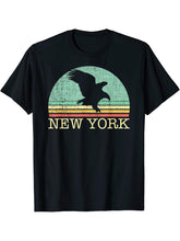 Classic Vintage Retro New York American Bald Eagle Tshirt T-Shirt 180G 100% Cotton Printed Round Neck Short-Sleeve T-Shirt, Gifts for Men Dad Husband Grandpa, S-XXXL, Black