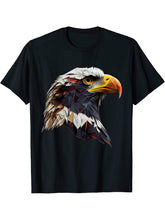 Bald Eagles Cool Polygon Design with a Bald Eagle T-Shirt 180G 100% Cotton Printed Round Neck Short-Sleeve T-Shirt, Gifts for Men Dad Husband Grandpa, S-XXXL, Black