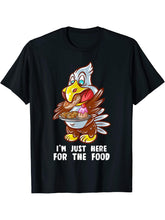I'm Just Here For The Food Nerd Foodie American Bald Eagle T-Shirt 180G 100% Cotton Printed Round Neck Short-Sleeve T-Shirt, Gifts for Men Dad Husband Grandpa, S-XXXL, Black