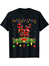 Funny Matching Buffalo Plaid Bald Eagle Christmas Pajama T-Shirt 180G 100% Cotton Printed Round Neck Short-Sleeve T-Shirt, Gifts for Men Dad Husband Grandpa, S-XXXL, Black