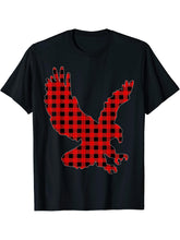 Matching Funny Buffalo Plaid Bald Eagle Christmas Pajama T-Shirt 180G 100% Cotton Printed Round Neck Short-Sleeve T-Shirt, Gifts for Men Dad Husband Grandpa, S-XXXL, Black