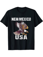 Retro Distressed New Mexico USA Bald Eagle Gift T-Shirt 180G 100% Cotton Printed Round Neck Short-Sleeve T-Shirt, Gifts for Men Dad Husband Grandpa, S-XXXL, Black